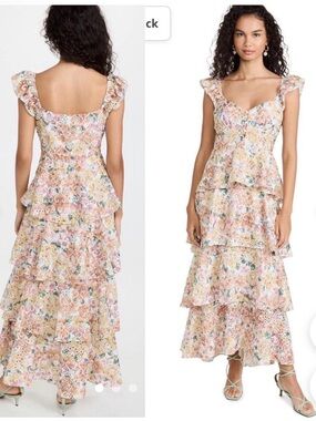 Anthropologie En Saison Presley eyelet ruffle Midi Dress size large New with tag